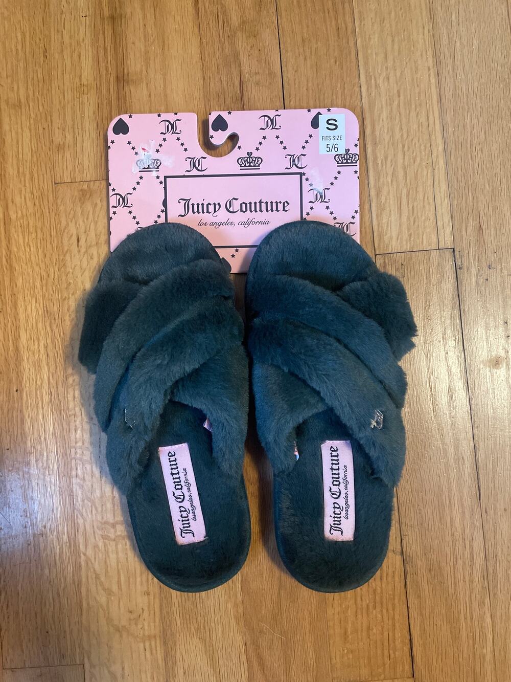 Juicy couture slippers 5/6 small green